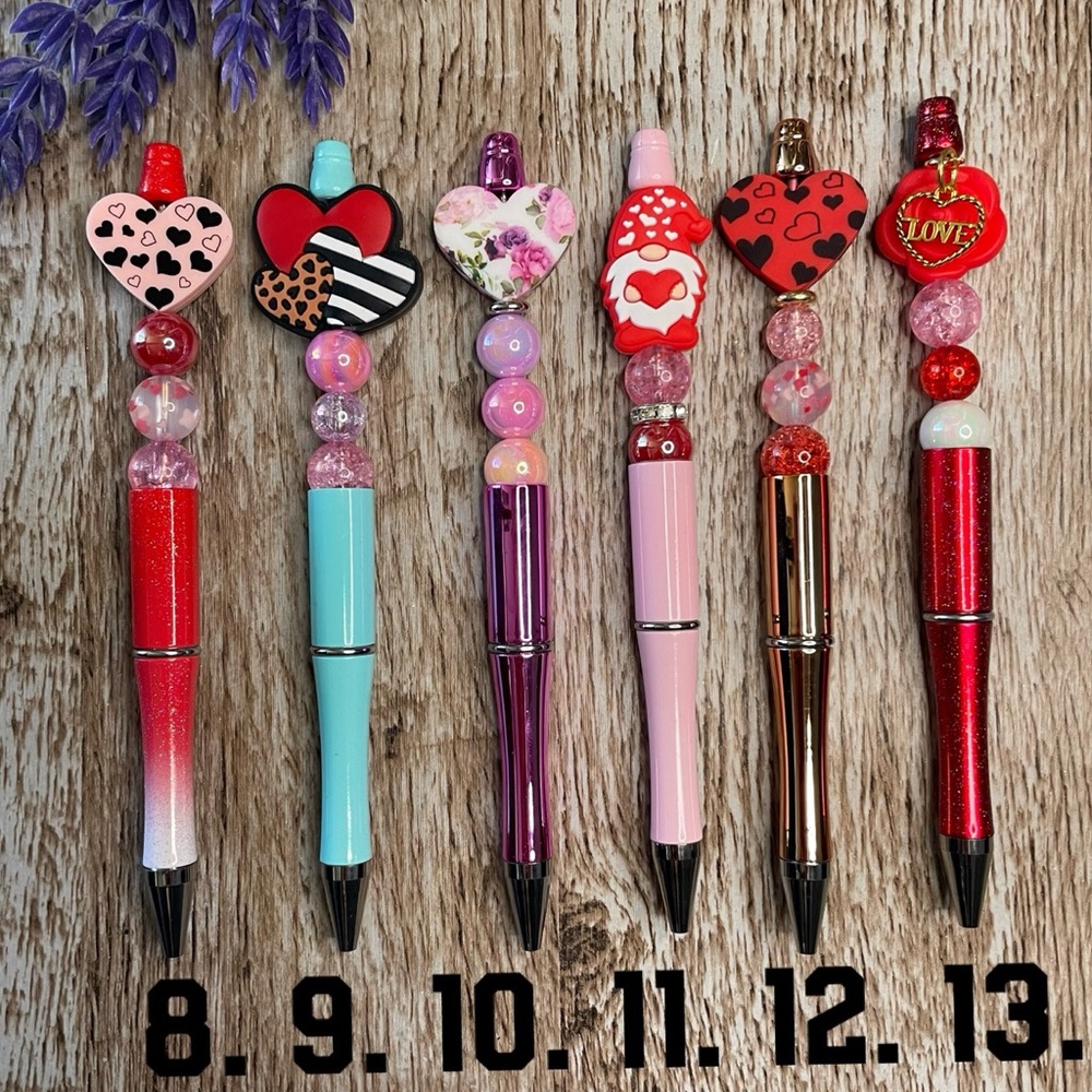 Handcrafted Pens Gnome Heart Beaded Unique Artisan Gifts Office Accessories
